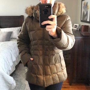 Olive Green Calvin Klein Hooded Puffer Coat